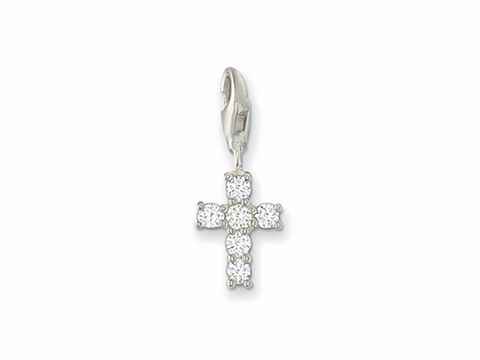 Thomas Sabo Kreuz Charms Anhänger in Silber mit Zirkonia, elegant und glänzend, symbolisiert den Glauben und eignet sich perfekt für stilvolle Accesoires.