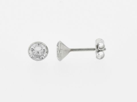Weißgold Ohrringe Kelch 5,2 mm Zirkonia Stecker von Juwelier Harnisch, elegante und funkelnde Ohrringe mit hochwertigem Zirkonia. Ideal für jeden Anlass.