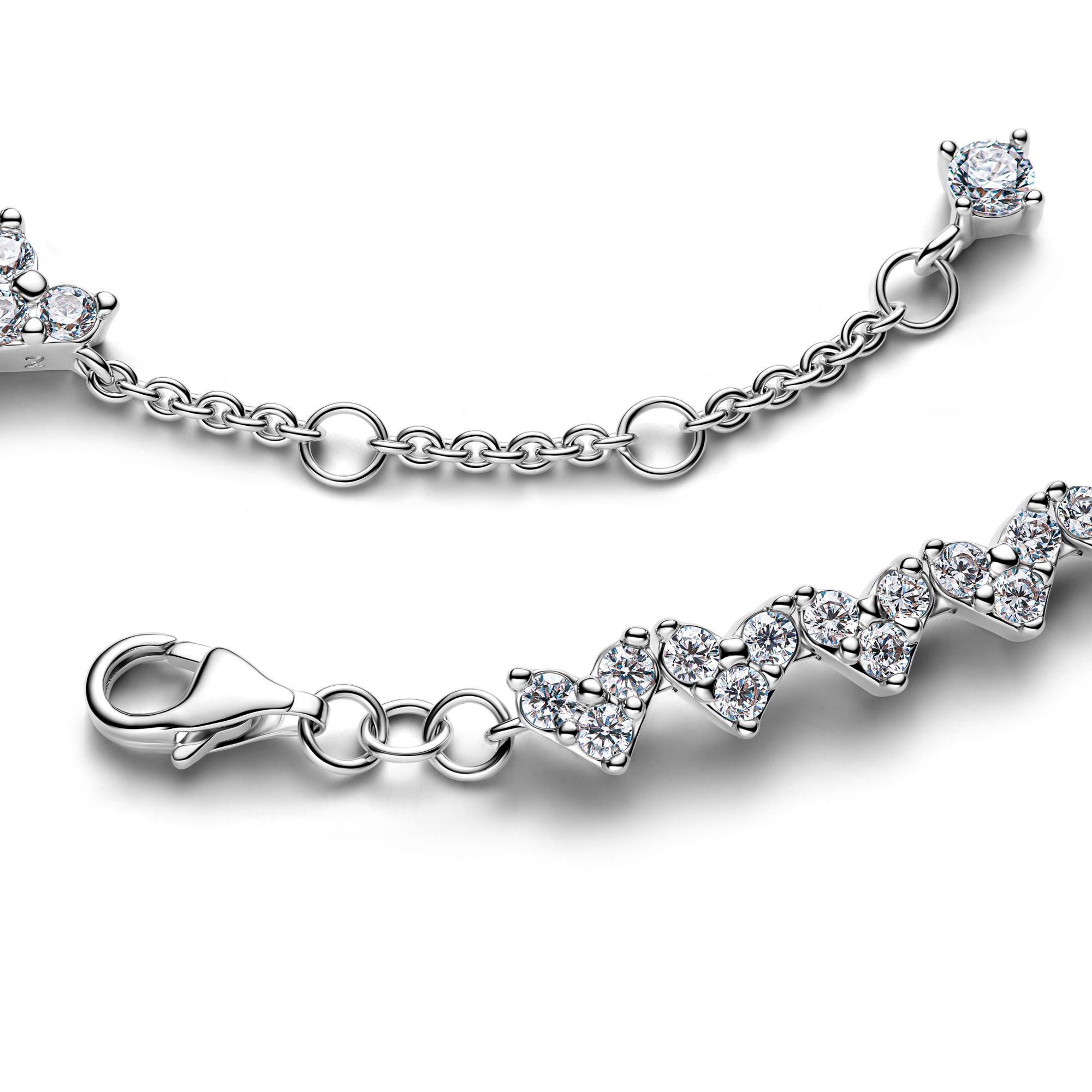 Pandora Drei Steine Herz Armband - Silber - Zirkonia – Ansicht 2