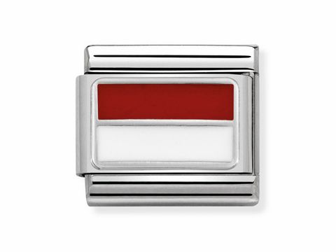 Flagge von Monaco als Composable Classic von Nomination, aus glänzendem Metall mit rotem und weißem Design, geeignet als Schmuckelement.