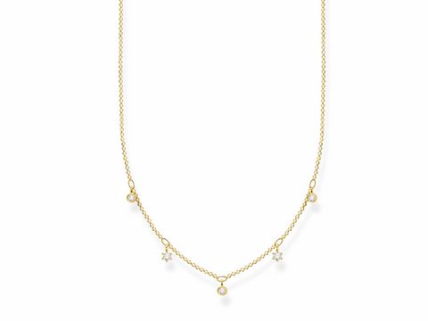 Kette aus Silber und Gelbgold der Thomas Sabo Charming Collection mit Zirkonia-Elementen in klarem Design, verstellbar von 40 bis 45 cm, elegant und modern.