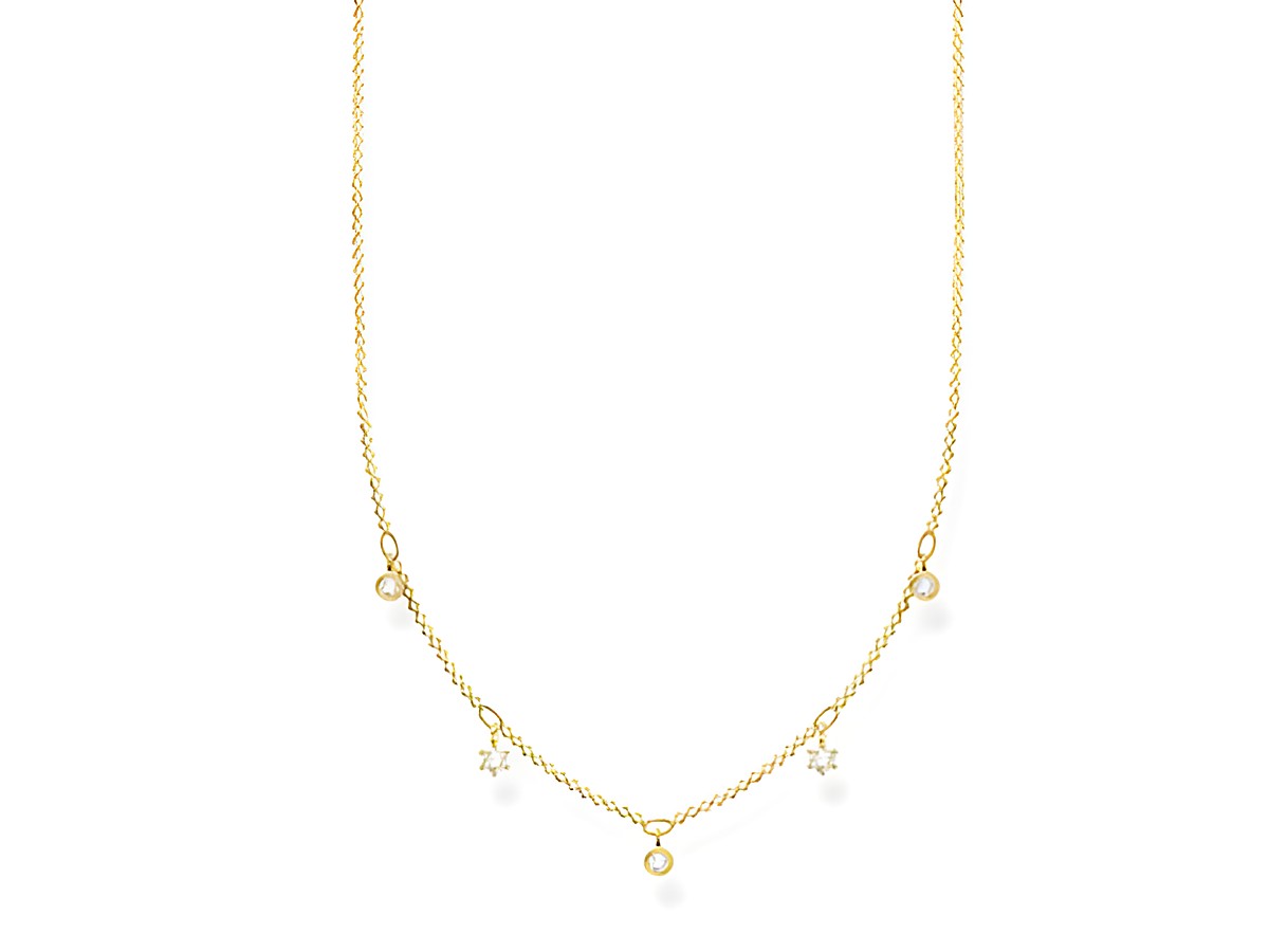 Kette aus Silber und Gelbgold der Thomas Sabo Charming Collection mit Zirkonia-Elementen in klarem Design, verstellbar von 40 bis 45 cm, elegant und modern.