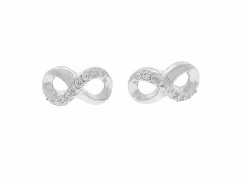 Ohrringe Stecker Unendlich Zeichen Silber rhodiniert trendig von Juwelier Harnisch mit Zirkonia, elegante und moderne Schmuckstücke für jeden Anlass.