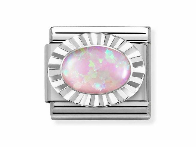 Elegantes Nomination 330507 38 Classic Armbandglied in Rosé Opal mit diamantierter Silberumrandung, Hersteller: Nomination, Silvershine Steine.