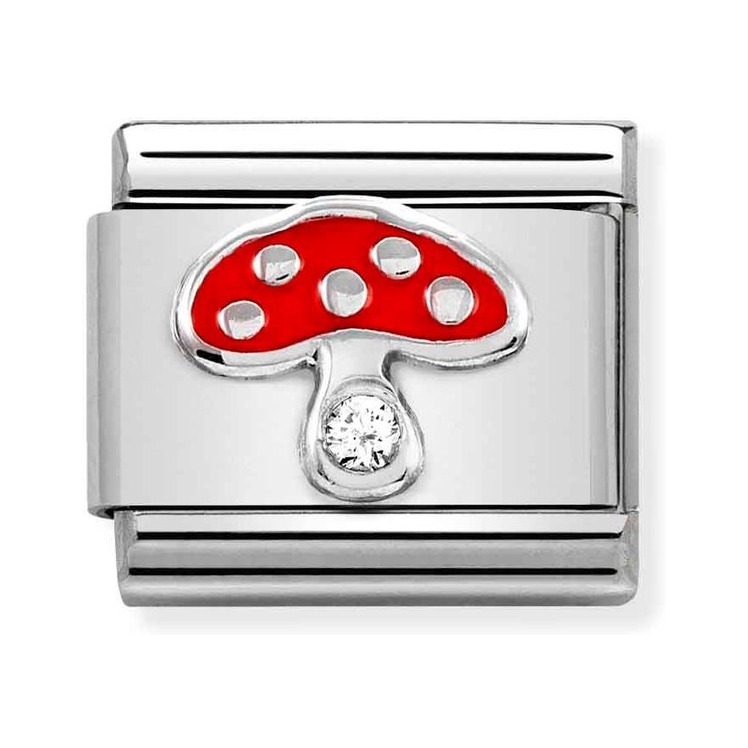 Nomination Composable Classic Charm Pilz - Edelstahl, Sterling Silber, Zirkonia