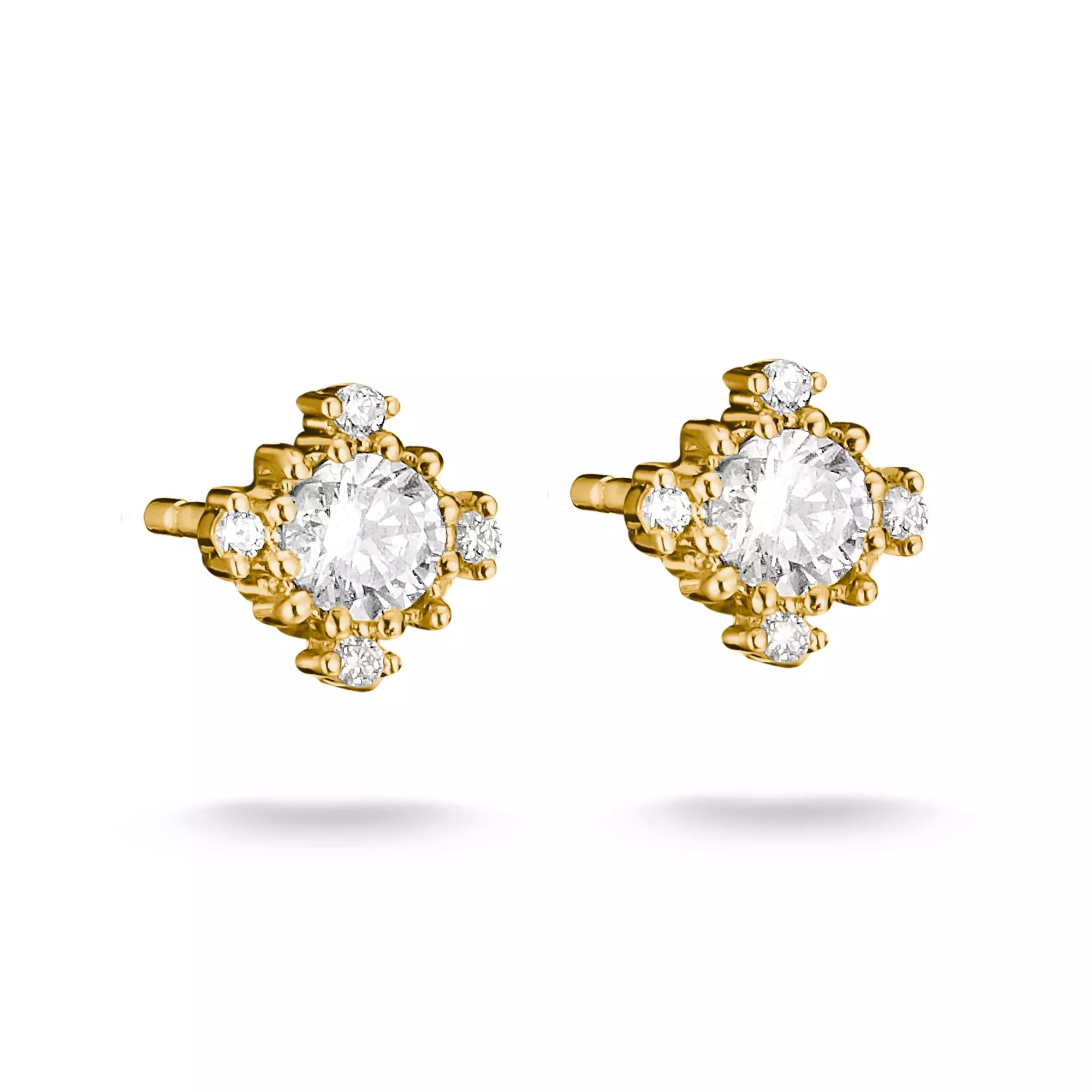 Thomas Sabo Ohrstecker mit weißem Zirkonia – vergoldet – 6 mm breit