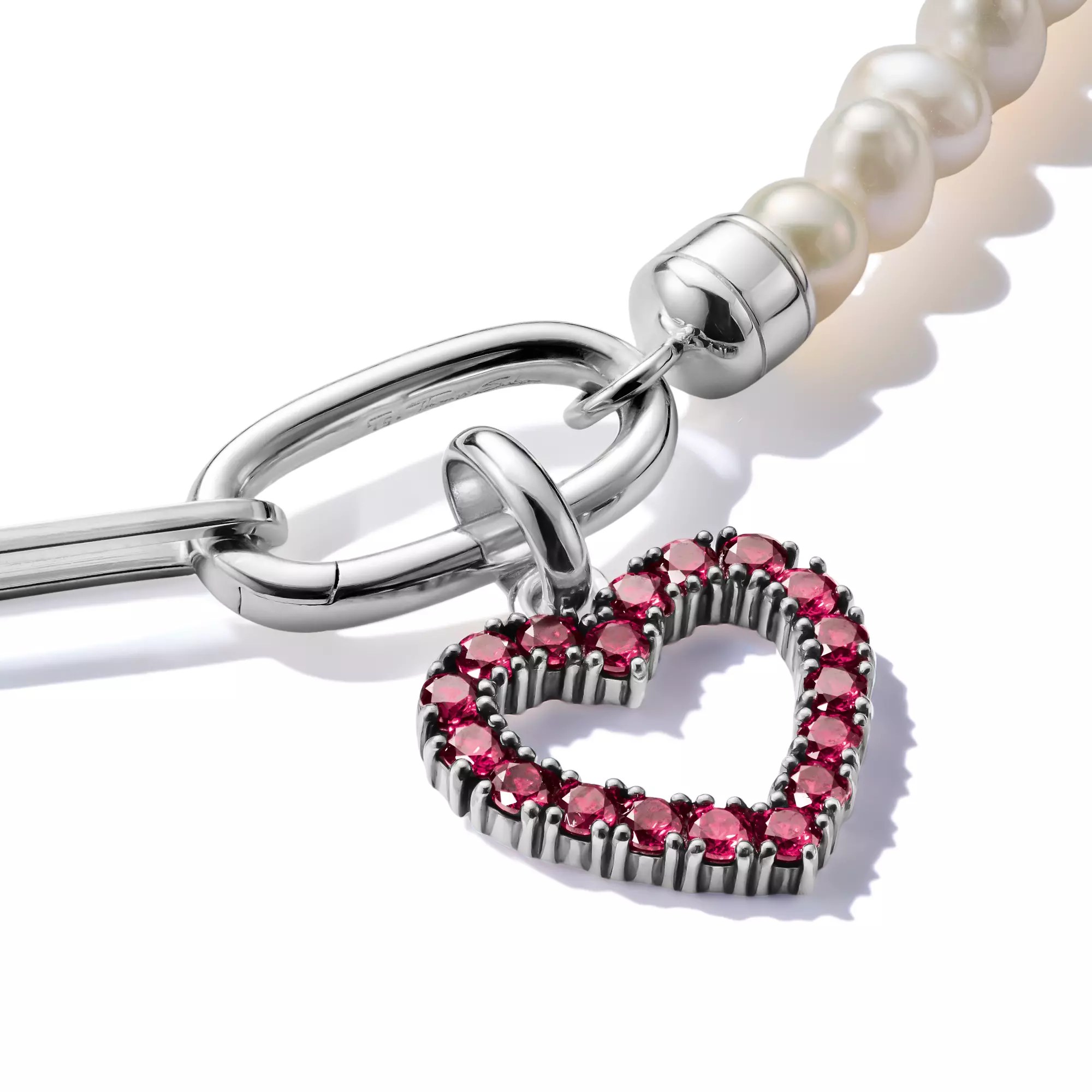 Thomas Sabo Connect - Herz Rubinrot - Charm mit Öse - Silber & geschwärzt + Lab Grown Rubin – Ansicht 3