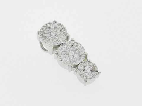 Rund Silber Anhänger funkelnd rhod Zirkonia von Hersteller Juwelier Harnisch, elegant in drei Kreisen angeordnet, ideal als modisches Accessoire für besondere Anlässe.