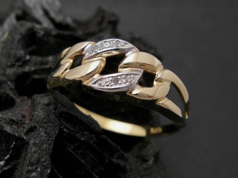 44975-0 Gold Ring faszinierend Gold 585 bicolor mit Diamanten im schicken Design von Juwelier Harnisch, Größe 58, ideal bis Größe 58/18,5.