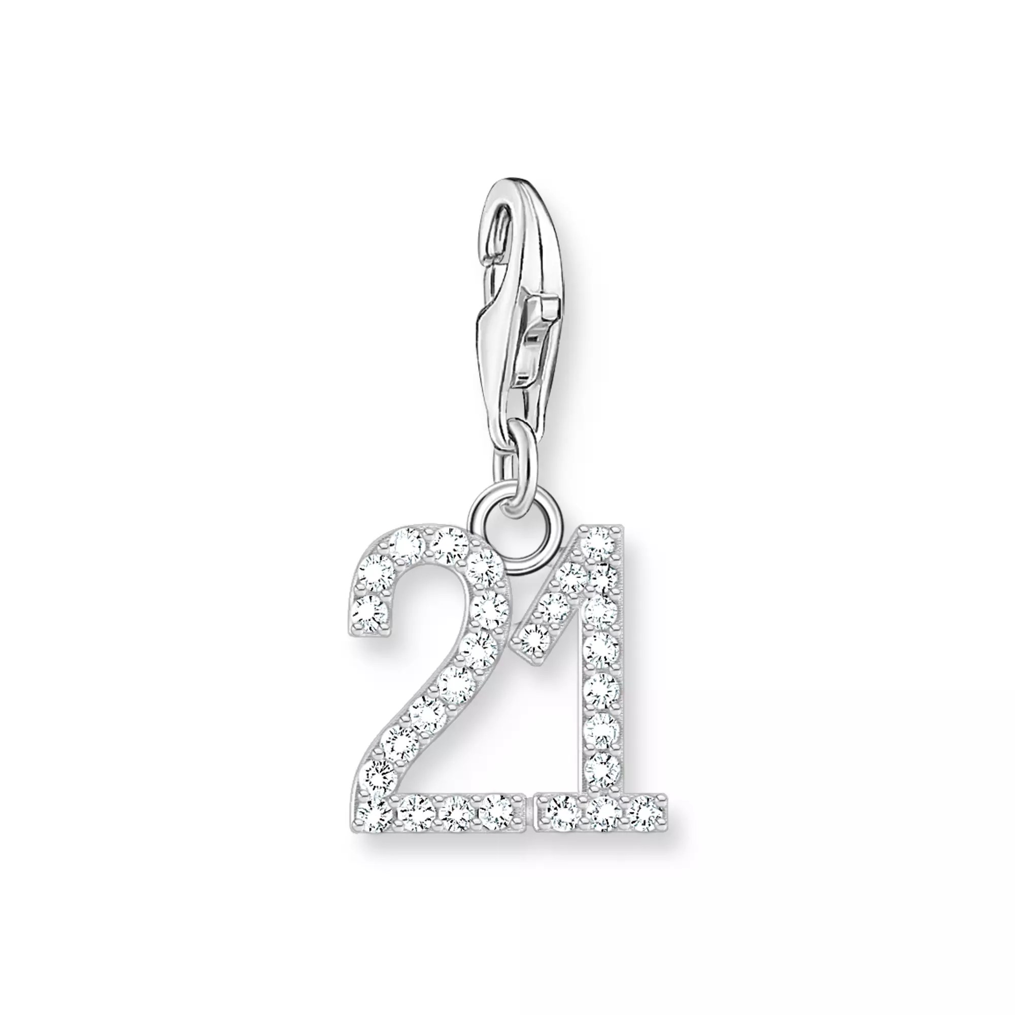 Thomas Sabo Charm-Anhänger - Zahl 21 - Silber & Zirkonia