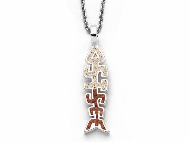 DUR Anhänger Fischgräte Ostsee P4441 aus rhodiniertem Sterling Silber, filigranes Design in Licht- und Dunkeltönen, ideal für stilvolle Akzente in der Schmuckkollektion.