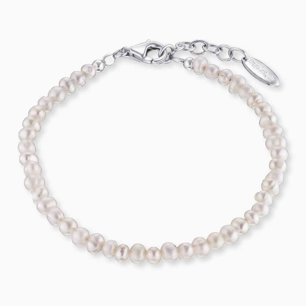 Engelsrufer PERLE Armband - Silber rhodiniert & Zuchtperle auf Nylon Perlmutt Weiß 18 cm – Ansicht 2