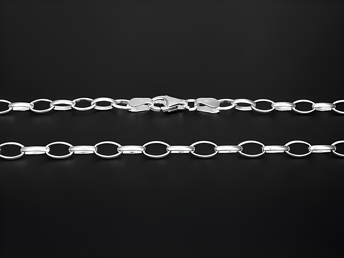 Silberkette 50 cm Rundanker aus 6 x 3,5 mm Sterling Silber mit einem sicheren Verschluss, ideal für Charms und hochwertige Schmuckstücke, Hersteller Juwelier Harnisch.