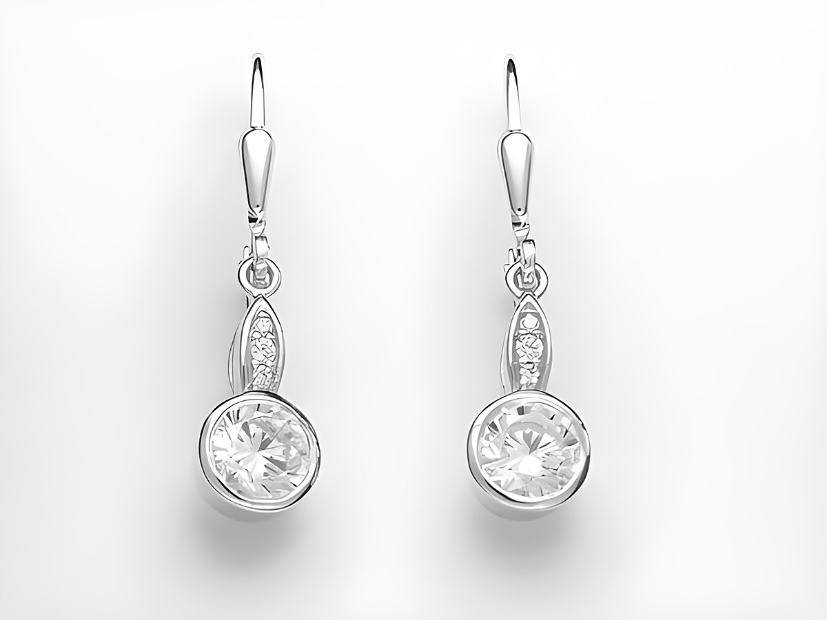 Silber Ohrringe rund aus Sterling Silber mit glitzerndem Stein aus Zirkonia. Ohrhänger mit Stein vom Hersteller Juwelier Harnisch. Elegantes und funkelndes Design.