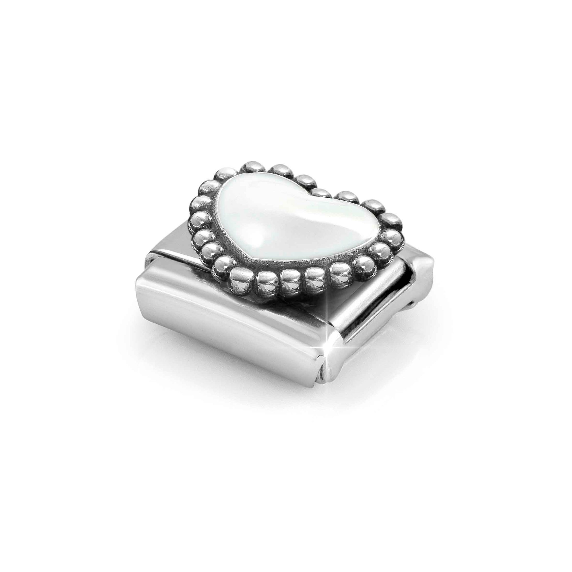 Nomination CLASSIC Element - oxidiertes Sterling Silber - Emaille - Gewölbtes Herz - Weiß – Ansicht 5