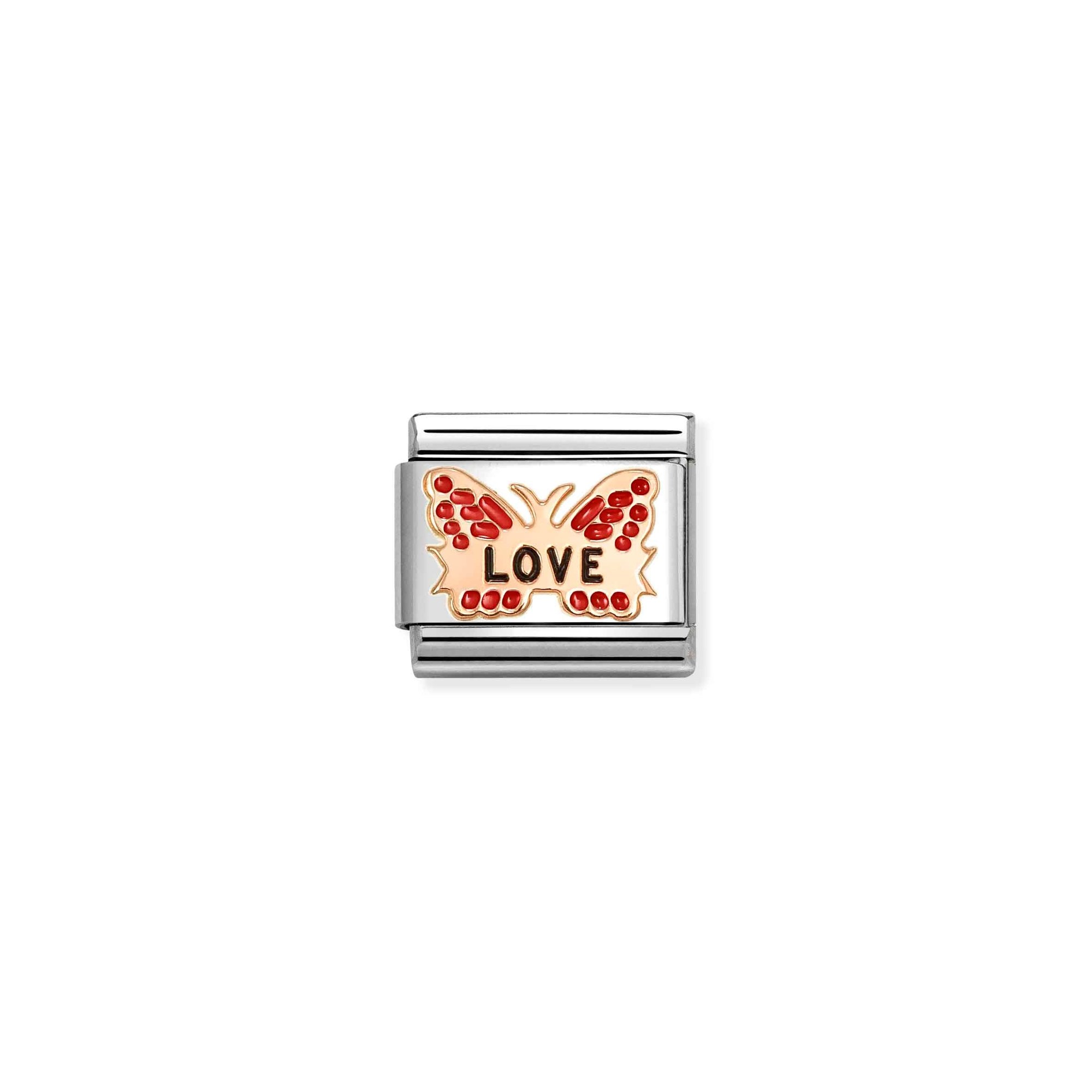 Nomination Composable Classic Charm Schmetterling LOVE rot - Edelstahl, roségoldfarben, Emaille – Ansicht 2