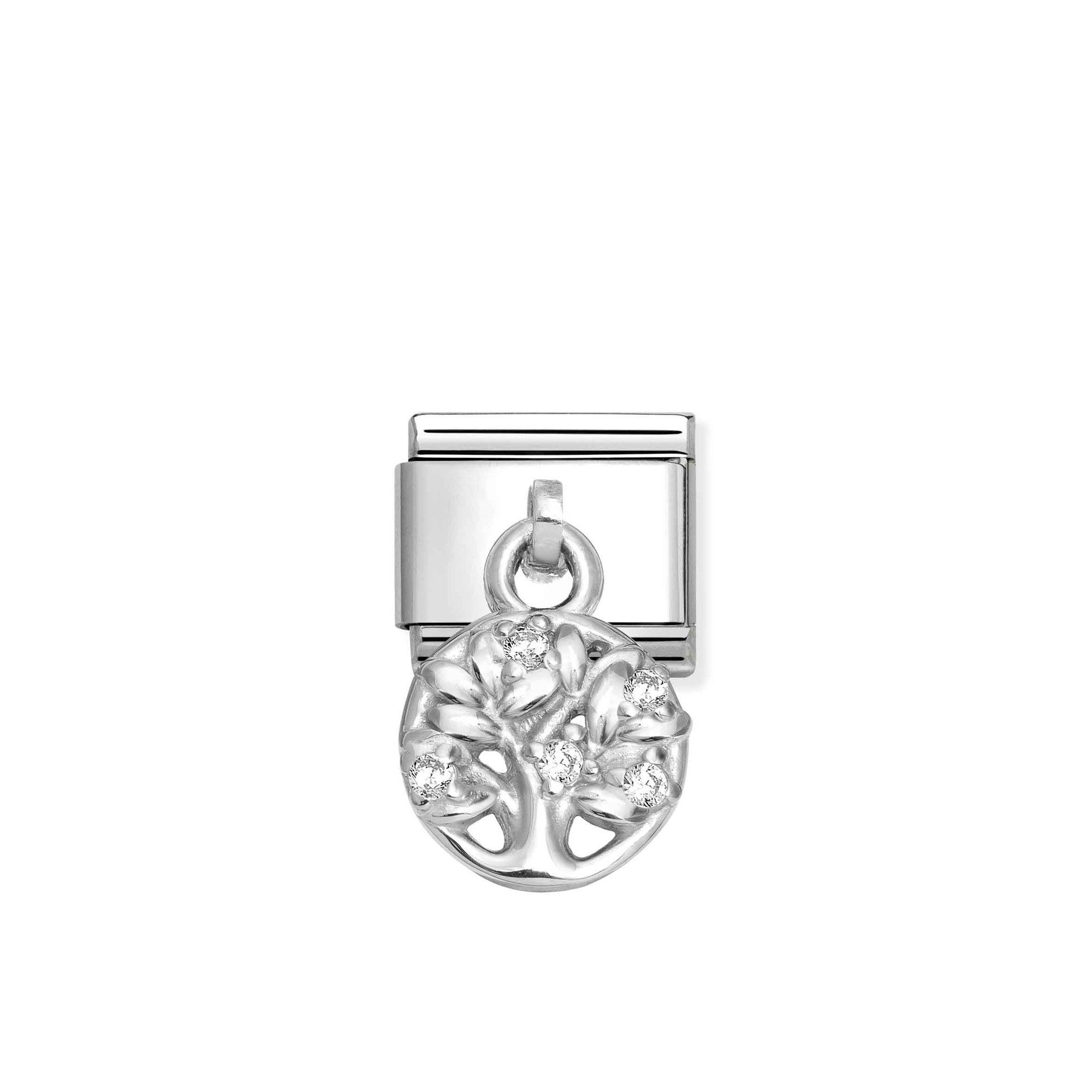 Nomination Composable Classic Charm Lebensbaum - Edelstahl, Sterling Silber, Zirkonia