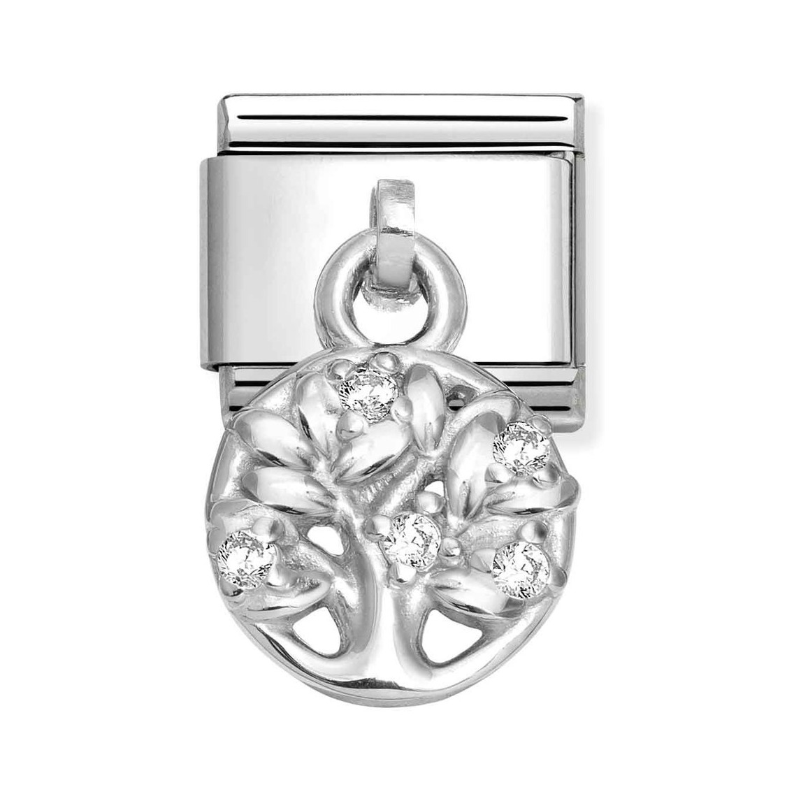 Nomination Composable Classic Charm Lebensbaum - Edelstahl, Sterling Silber, Zirkonia
