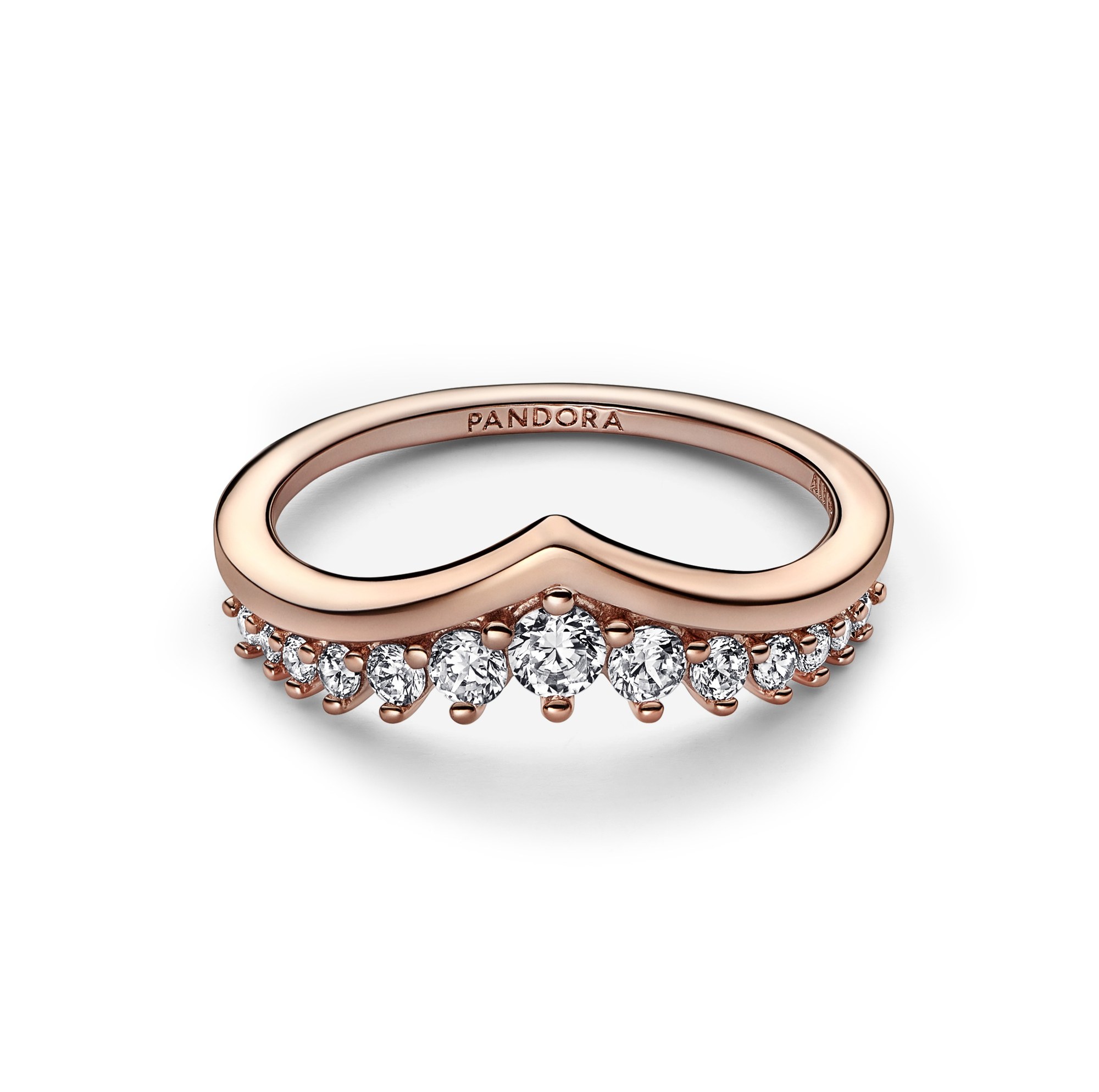 Pandora Wishbone Schwebender Pavé-Ring - Roségold Verg. - Zirkonia - Klar Ansicht 2 – Ansicht 2