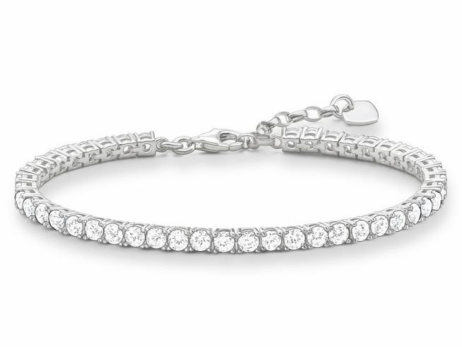 Sterling Silber Armband von Thomas Sabo, Modell A1484-051-14-L19,5V, verziert mit weißen Zirkonia, Länge 19,5 cm, elegant und funkelnd, ideal für besondere Anlässe.
