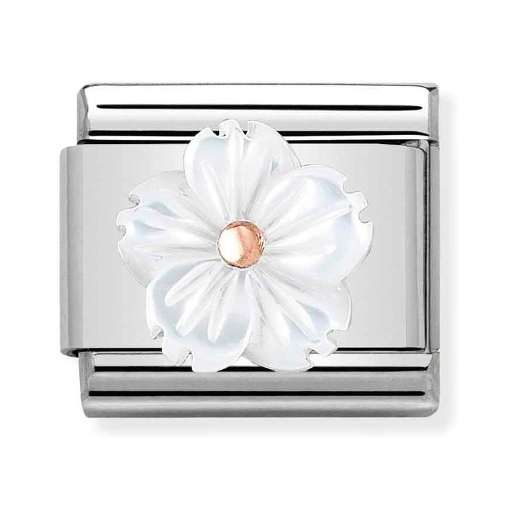 Nomination Composable Classic Charm Blume Perlmutt weiß - Edelstahl, Roségold
