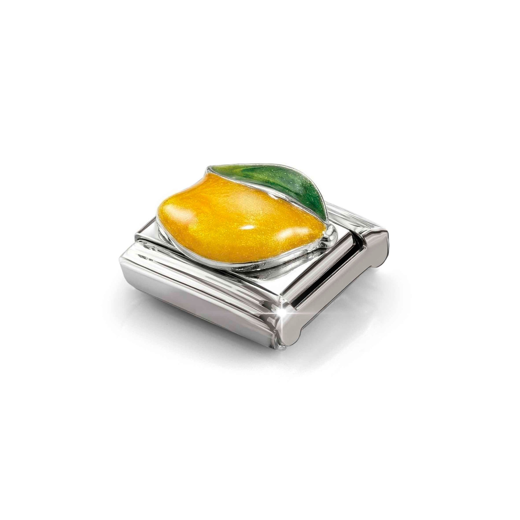 Nomination Composable Classic Charm Zitrone mit Blatt - Edelstahl, Silber 925, Emaille – Ansicht 4