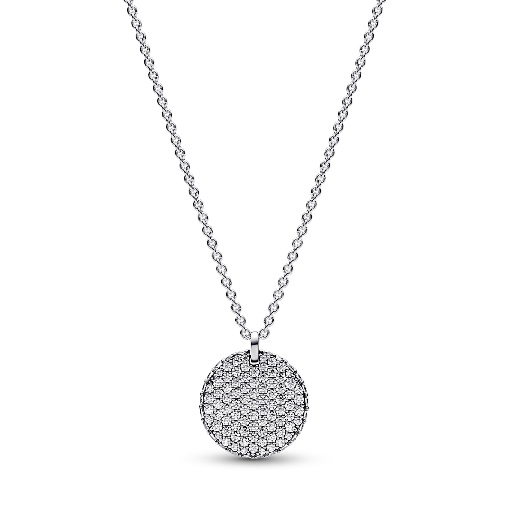 Pandora Pavé runder Anhänger Halskette - 45 cm - Sterling Silber