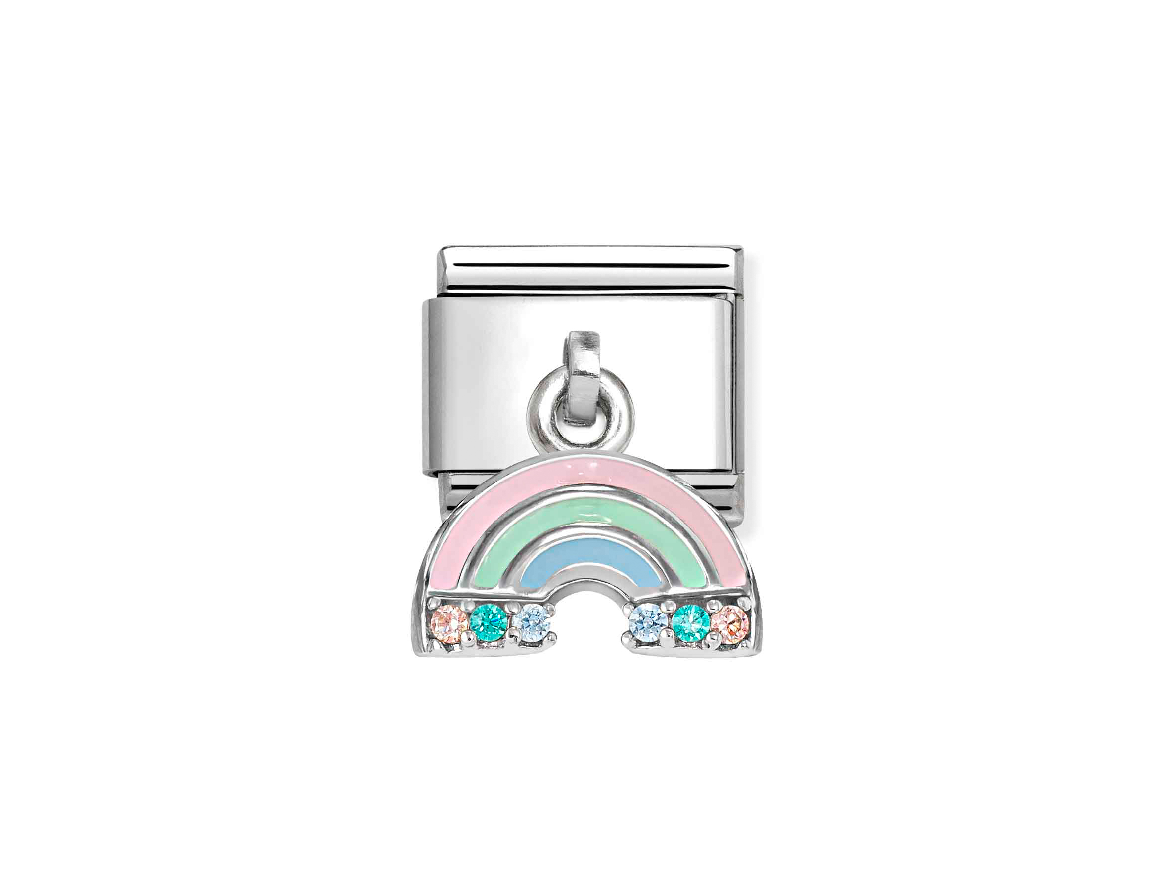 Nomination 331815 17 - CLASSIC Charm-Anhänger aus Sterling Silber - Emaille & Zirkonia - Regenbogen - Color Mix