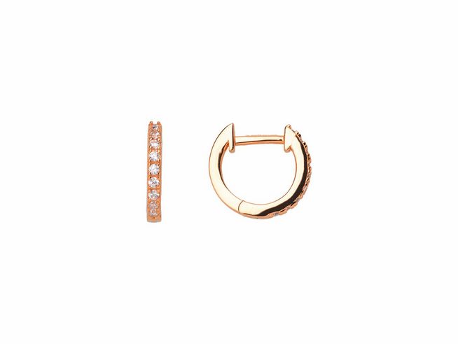 Xenox Sterling Silber Ohrringe XS8662R aus Roségold vergoldet, klassische Creolen mit funkelnden Zirkonia, elegantes Design für zeitlosen Ohrschmuck.
