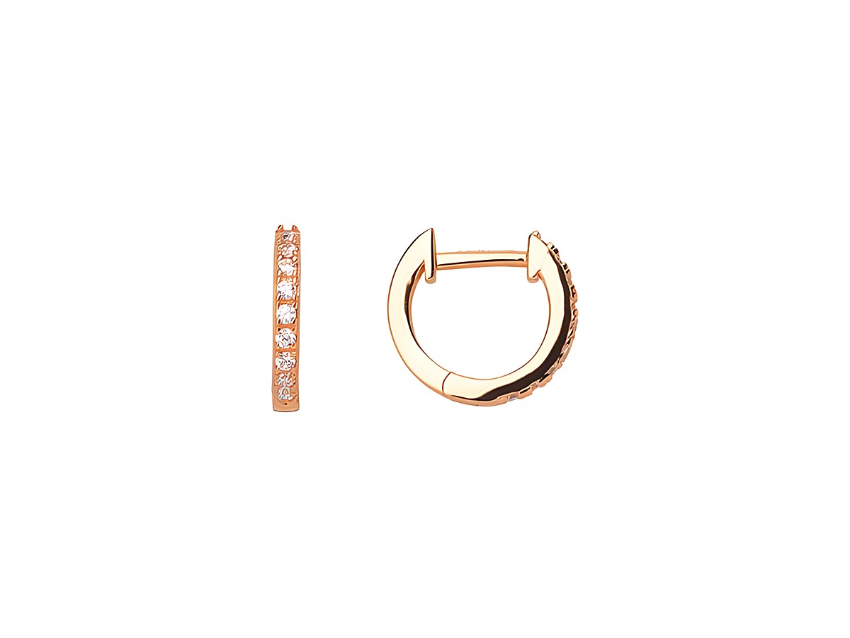 Xenox Sterling Silber Ohrringe XS8662R aus Roségold vergoldet, klassische Creolen mit funkelnden Zirkonia, elegantes Design für zeitlosen Ohrschmuck.