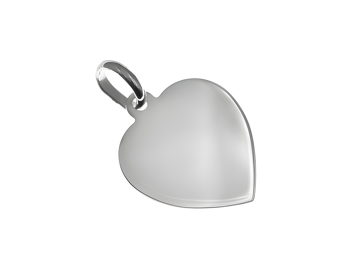 Gravurplatte Herz Anhänger aus 1,7 cm Sterling Silber rhodiniert, Hersteller Juwelier Harnisch, schlichtes Design ohne Verzierungen. Ideal zum Personalisieren.