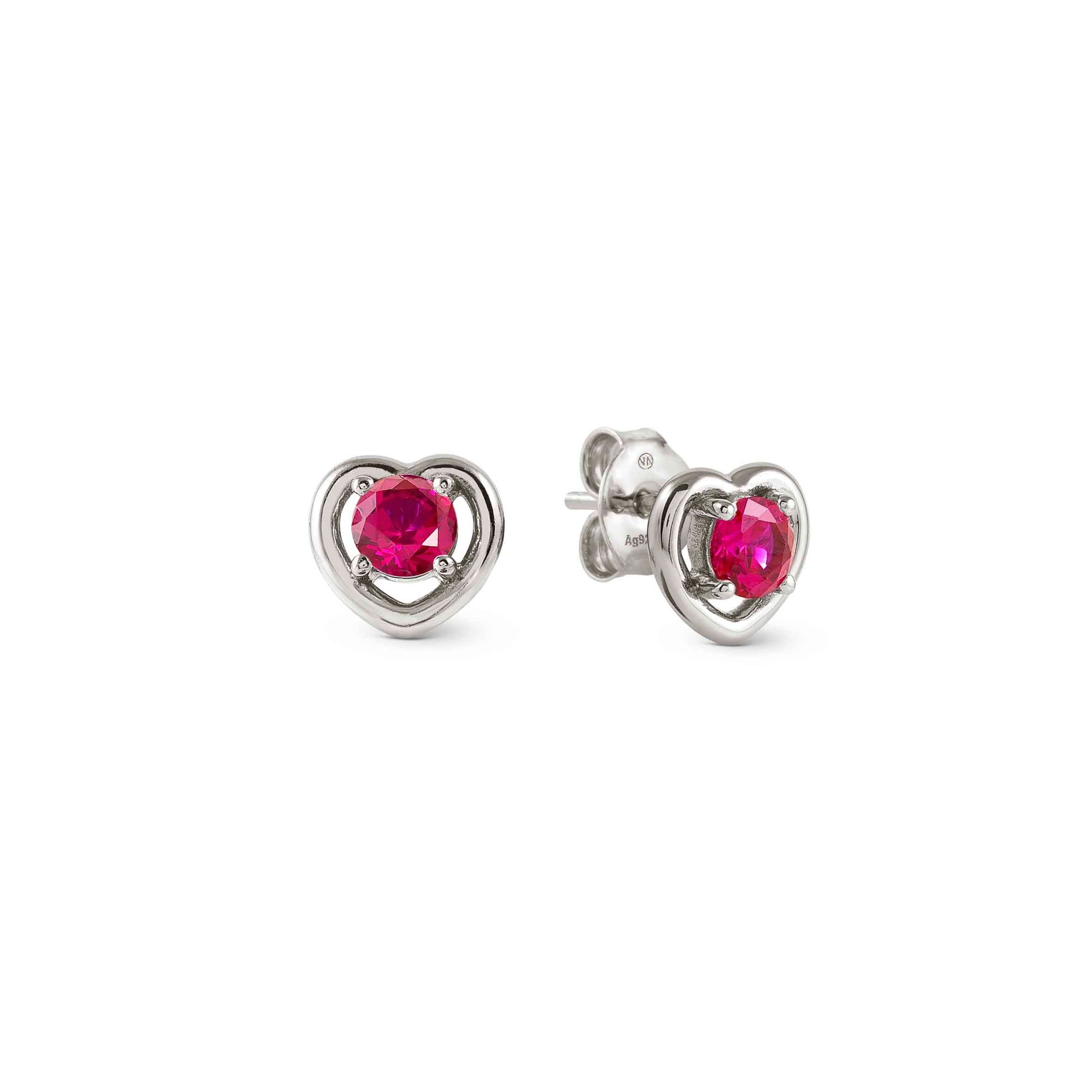 Nomination COSMICLOVE Herz - Ohrstecker aus Sterling Silber - farbigem Zirkonia - ROT