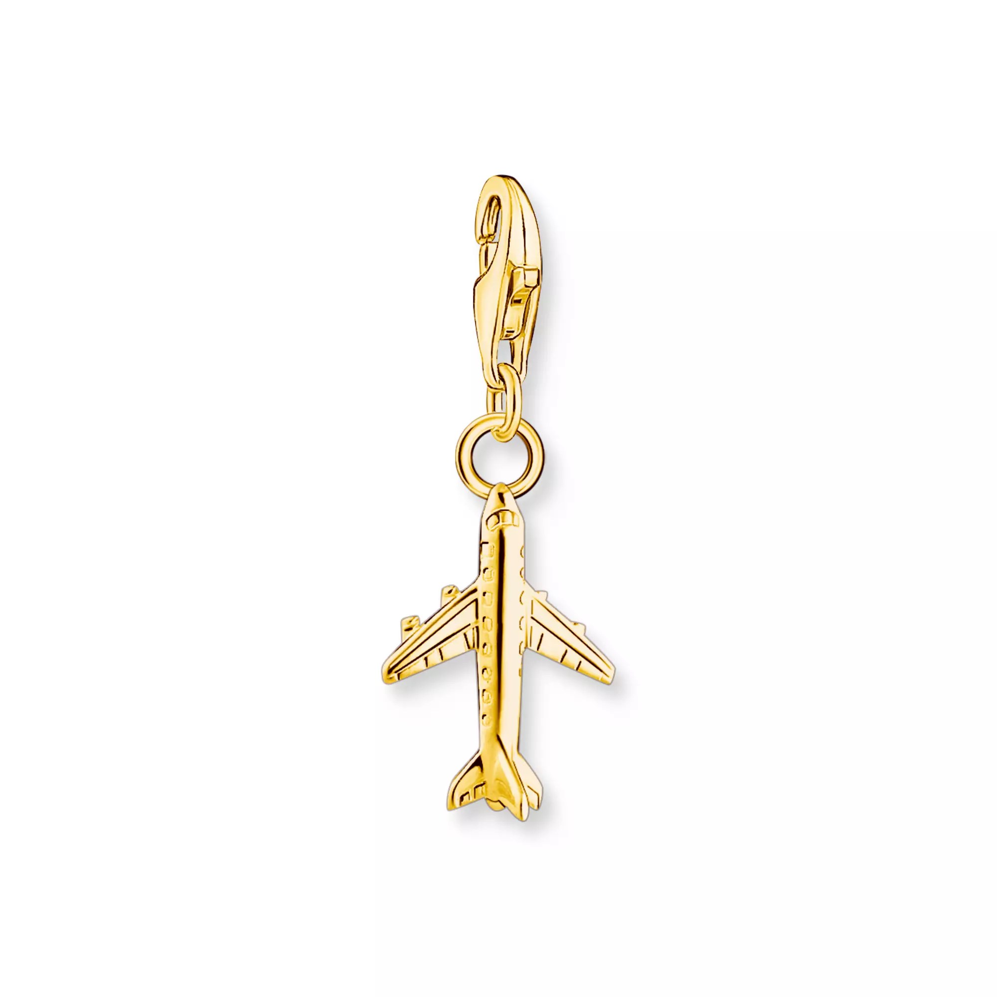 Thomas Sabo Charm-Anhänger - Holiday Vibes - Flugzeug - Silber Gelbgold verg.
