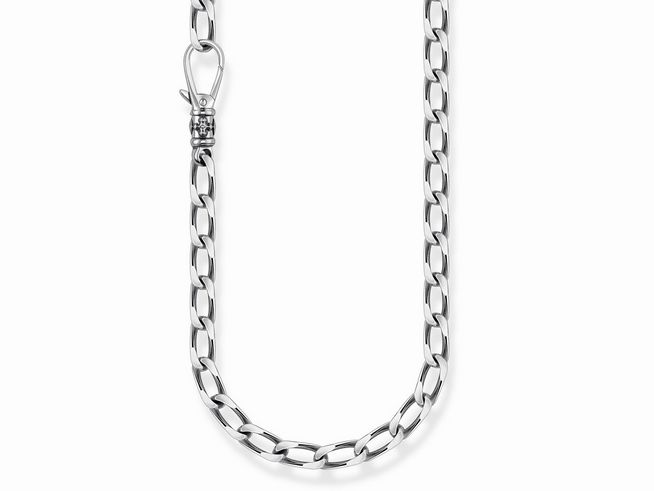 Facettierte Panzerkette aus Silber von Thomas Sabo mit einer Länge von 55 cm, bietet einen eleganten Look und ist ohne Anhänger, ideal für individuelle Stylingoptionen.