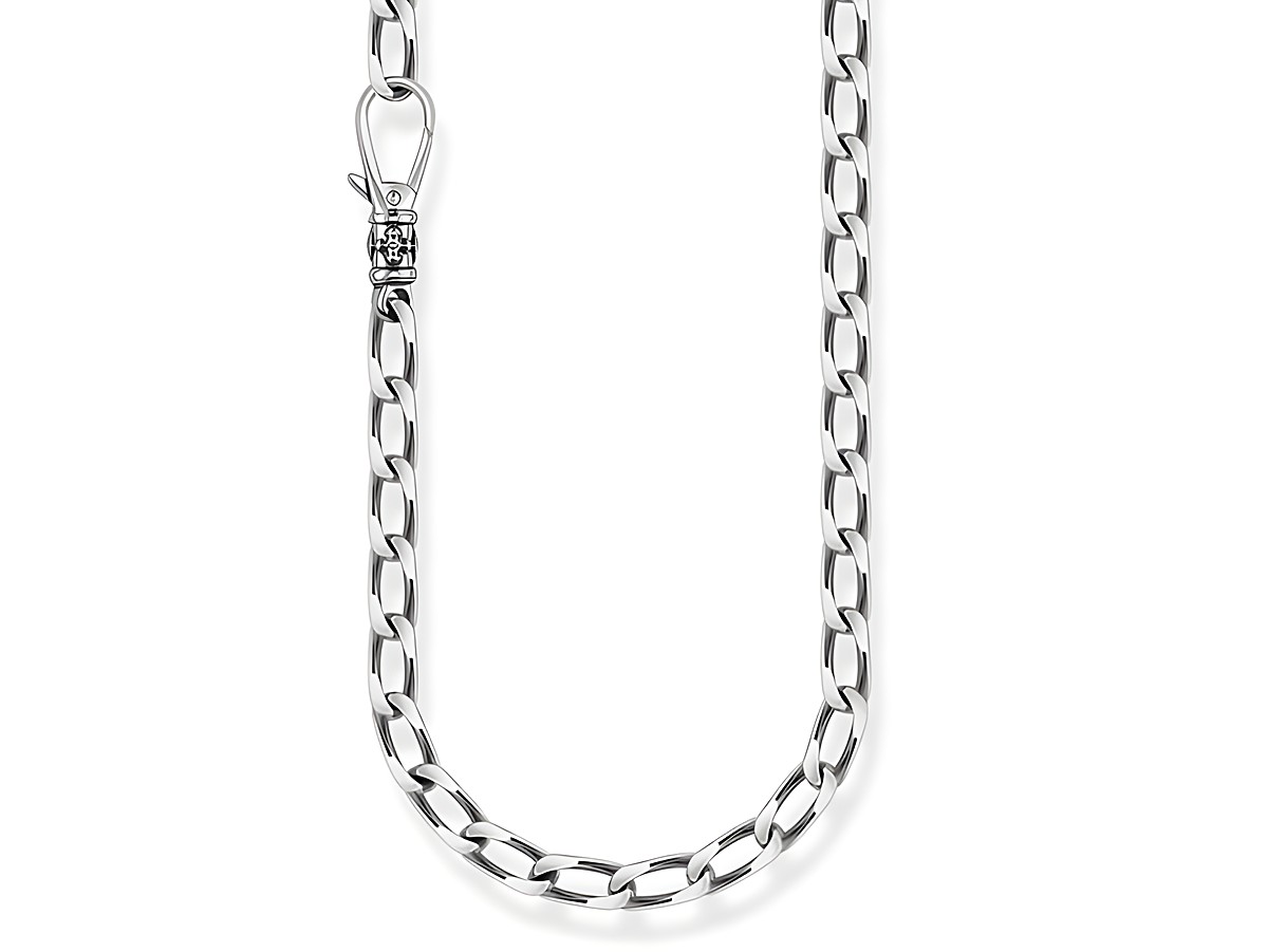 Facettierte Panzerkette aus Silber von Thomas Sabo mit einer Länge von 55 cm, bietet einen eleganten Look und ist ohne Anhänger, ideal für individuelle Stylingoptionen.