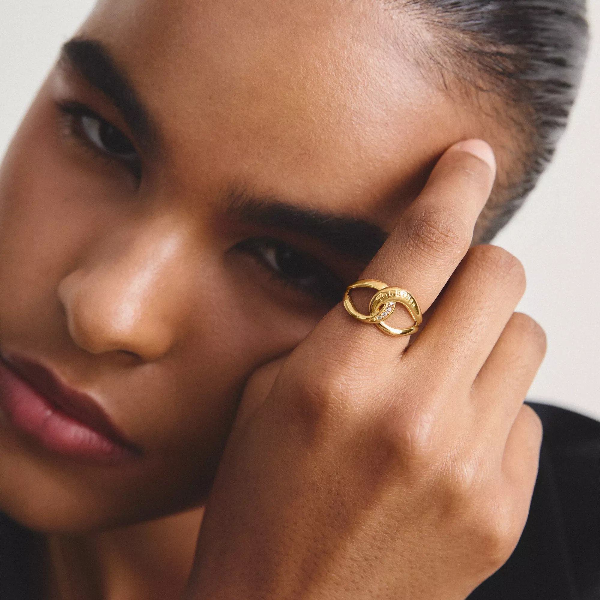 Thomas Sabo Ring Together mit weißem Zirkonia – vergoldet – Ansicht 3
