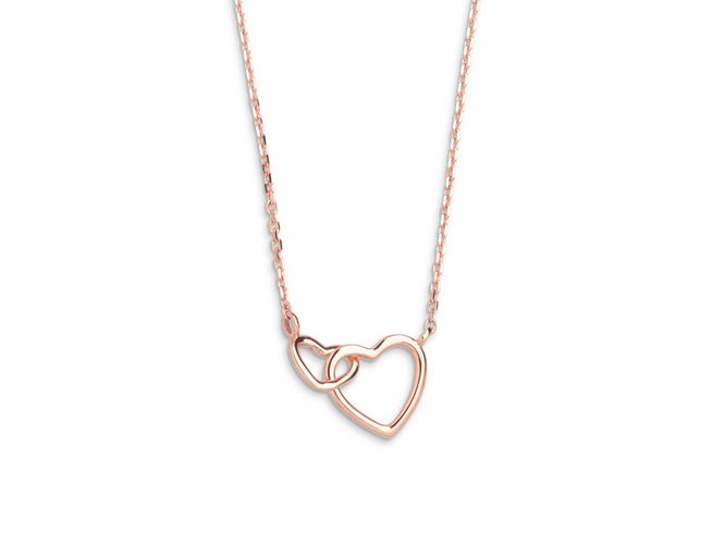 Roségoldene Xenox Gold Kette XG4410R/42 mit einem eleganten Herzanhänger, aus 375 Gold gefertigt, geeignet für modische Anlässe, Länge 42 cm, Hersteller Xenox.