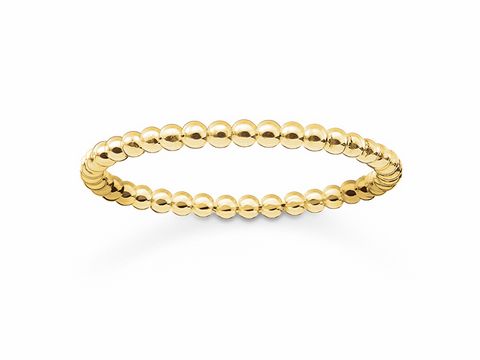 Ring aus silber vergoldetem Gelbgold von Thomas Sabo, Modell TR2122-413-12-56, Größe 56, mit einer eleganten, leicht gewölbten Form und feinen, runden Perlen für einen modernen Look.