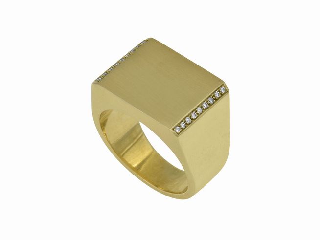 47999-0 Gelbgold Ring pompös Gelbgold 585 teilmattiert mit Brillant 0,16 ct w-si in Handarbeit gefertigt Größe 66 Hersteller Juwelier Harnisch bis Größe 56.