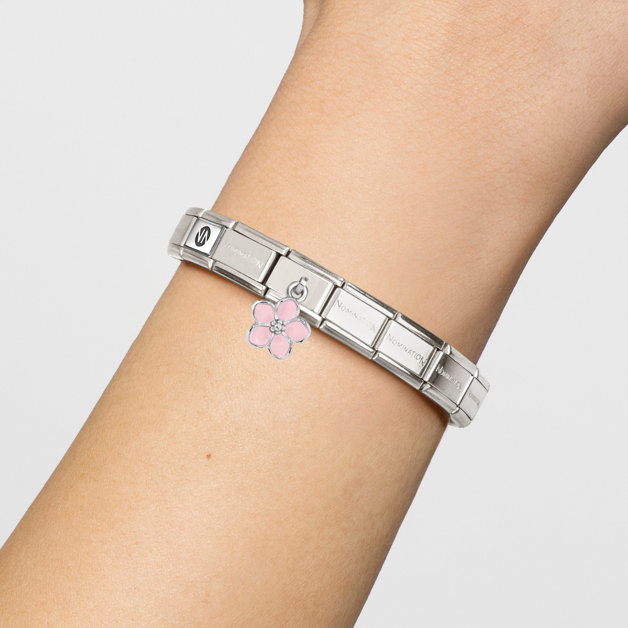Nomination CLASSIC Charm-Anhänger aus Sterling Silber - Emaille - Blume - Rosa – Ansicht 2