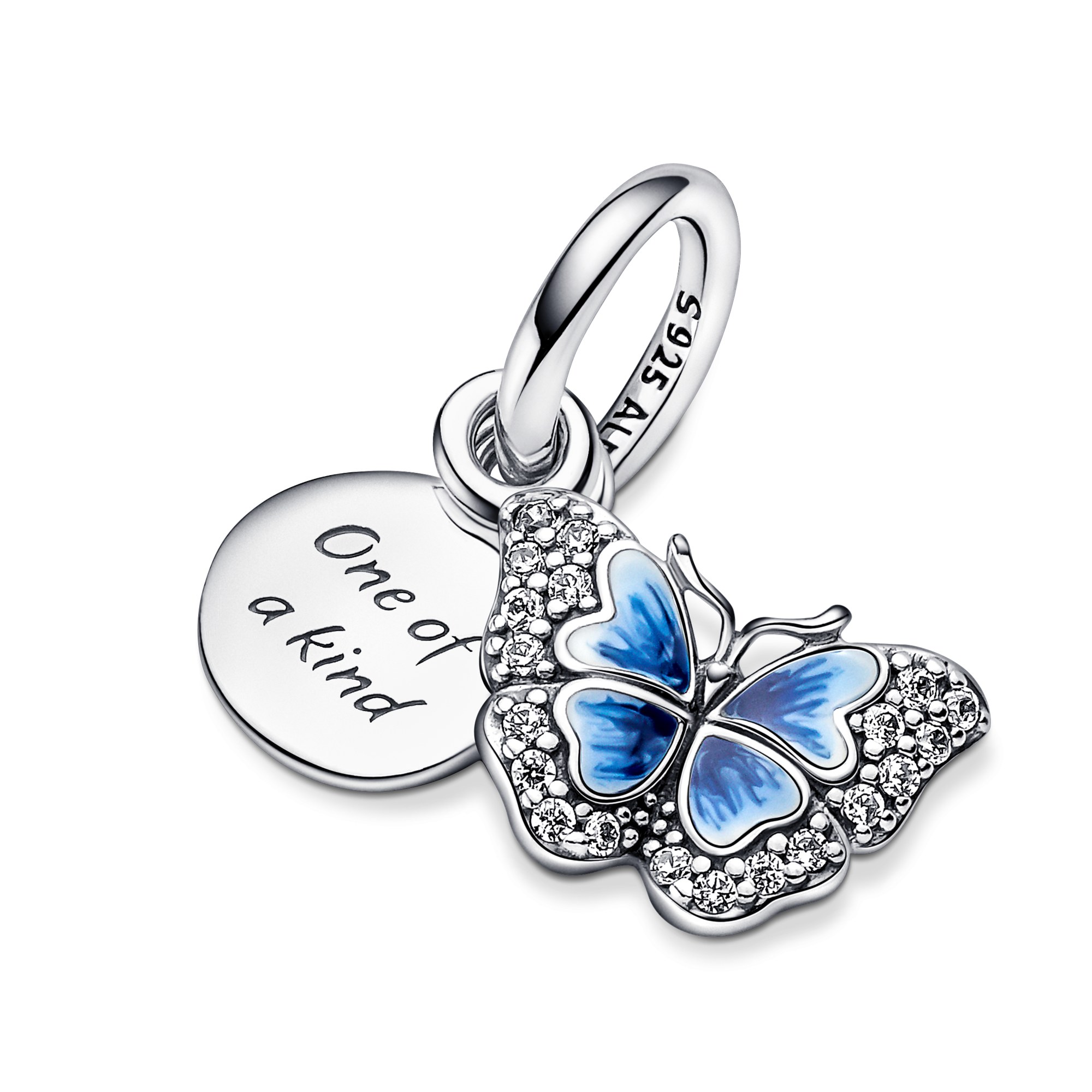 Pandora Blauer Schmetterling & Zitat charm - Silber - Emaille Zirkonia - Blau – Ansicht 3