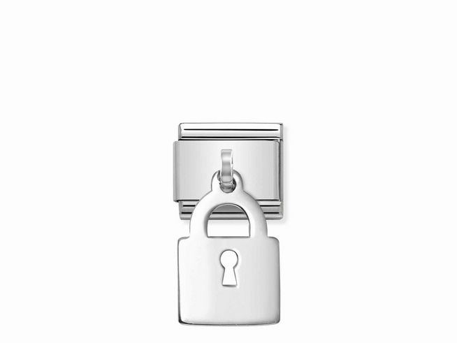 Schlossanhänger aus Silber von Nomination Classic mit der Artikelnummer 331801 10, schlichtes Design mit einem ansprechenden Schlosssymbol, ideal zum Ergänzen von Charms.