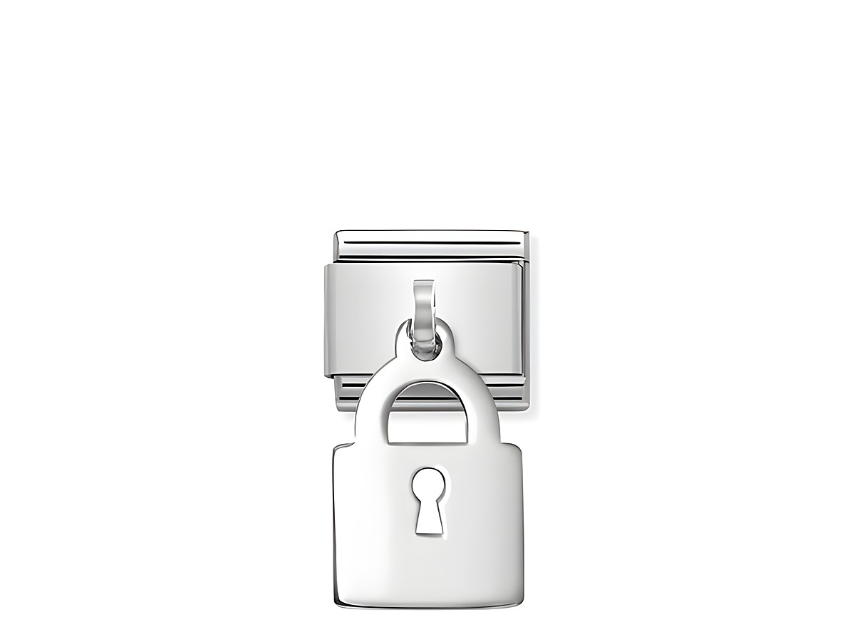 Schlossanhänger aus Silber von Nomination Classic mit der Artikelnummer 331801 10, schlichtes Design mit einem ansprechenden Schlosssymbol, ideal zum Ergänzen von Charms.
