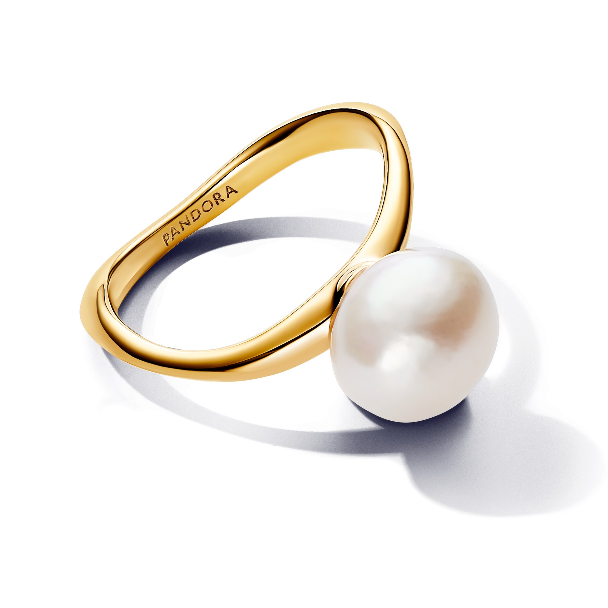 Pandora ESSENCE barocke Süßwasserzuchtperle Ring - Gelbgold verg. - Zuchtperle Weiß – Ansicht 3