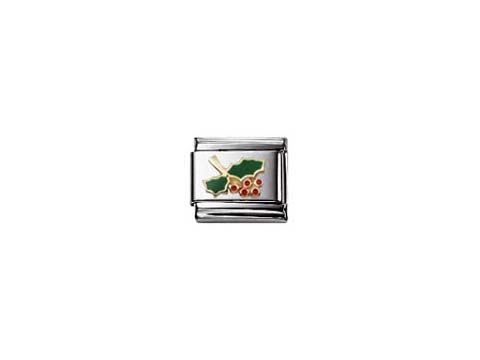 Ein charmantes Nomination Classic Emaill Stechpalme Motiv in grün und rot, perfekt für die Weihnachtszeit. Ideal als Geschenk oder zur Ergänzung von Schmuckkollektionen.