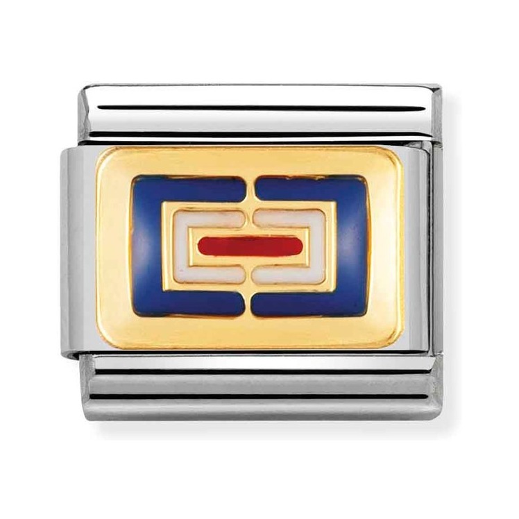 Nomination Composable Classic Charm Flaggenalphabet W - Edelstahl, Gold 750 Gelbgold, Emaille
