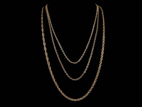 Lange Kette XXL vergoldet - dreireihig - Anker und Doppelanker - Kordel - 76 cm von Juwelier Harnisch, stilvoll und elegant, ideal für jeden Anlass.