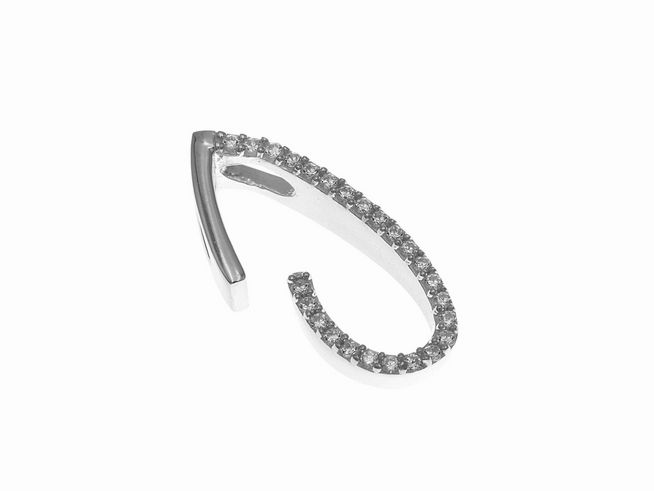 Anhänger aus poliertem Sterling Silber in Form des Buchstabens J, verziert mit Zirkonia, Hersteller Juwelier Harnisch. Ideal als modisches Accessoire.