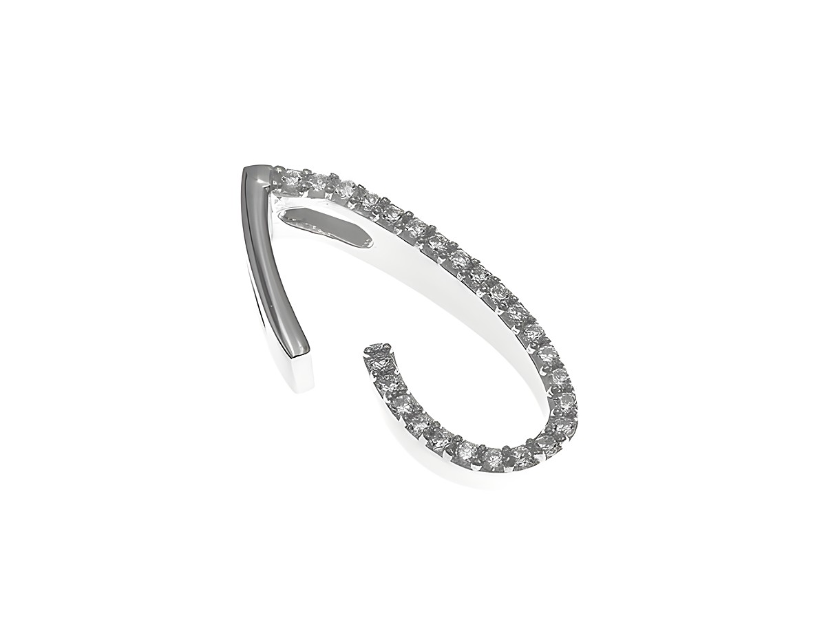 Anhänger aus poliertem Sterling Silber in Form des Buchstabens J, verziert mit Zirkonia, Hersteller Juwelier Harnisch. Ideal als modisches Accessoire.