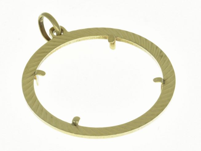 Münzfassung Anhänger aus 585 Gold mit Diamantschliff, Durchmesser 25,3 mm, geeignet für Münzen, von Juwelier Harnisch, elegant und hochwertig verarbeitet.